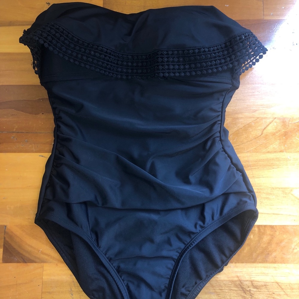 Kona Sol Size S Crochet Bandeau One Piece Swimsuit